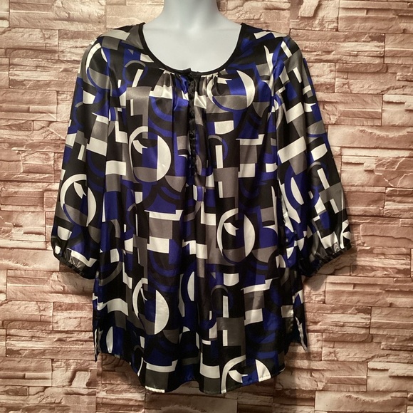 Sag Harbor Blue and White Blouse L - Picture 2 of 7